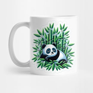 Cute kawaii panda with green bamboo Mug